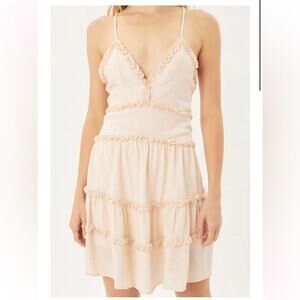 Ivory Ruffle Lined Babydoll Dress w/ Adj Straps Size M by Love Tree Boho/Hippie